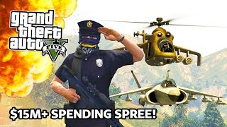 GTA 5 - $15,000,000 Spending Spree! Hydra Jet, Attack Helicopter, Military APC Gun Turret & More!