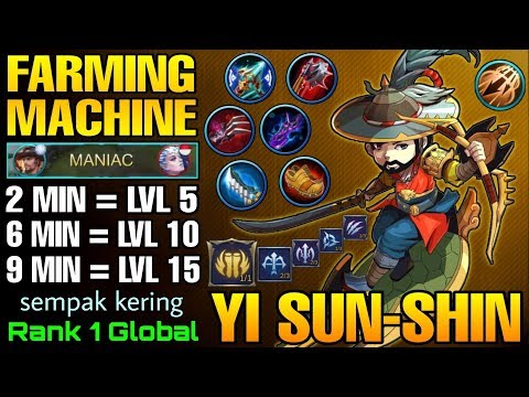 Lvl 15 in 9 Minute YSS The Farming Machine - Top 1 Global Yi Sun Shin sempak kering - Mobile Legends