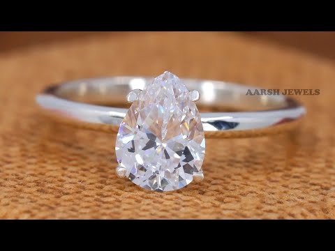 1.93CT Pear Cut Moissanite Ring/ Round Hidden Halo Diamond Ring/ 935 Argentium Silver Ring