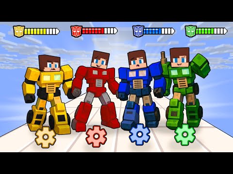 JJ Red vs Green vs Yellow vs Blue in TRANSFORMERS RUSH  - Maizen Minecraft Animation