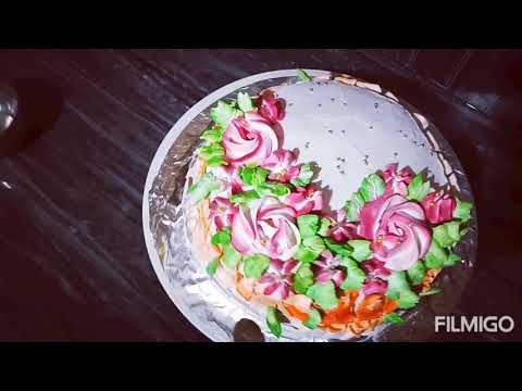 vanilla eggless cake with blueberry cream cheese filling