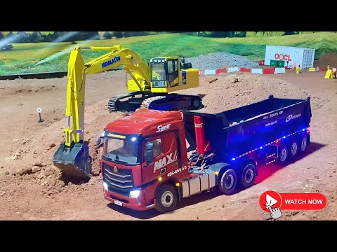 RC Mini City Build: RC Excavator Komatsu, Bulldozer and Dump Truck Making The Industrial Project