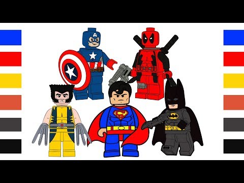 Coloring Pages Lego Hero Batman Superman X-man Deadpool Coloring Book for Kids Digital Coloring