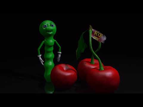 Der Wurm isst eine Kirsche und...