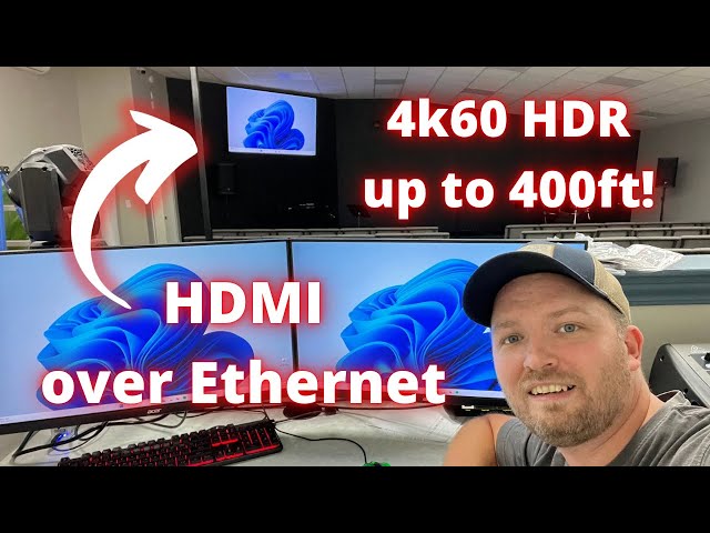 Vídeo relacionado con ROFAVEZCO Extensor KVM HDMI 4K USB sin comprimir 4K 60Hz HDR individual sobre Cat5e/6 hasta 300 pies, 3 puertos USB 2.0 Hub POE+RS232+EDID+audio estéreo de 3.5 mm y micrófono, EX70H2KVM
