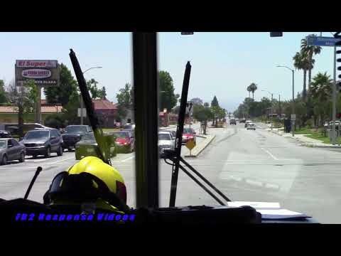 (Ride Along) Rialto Fire Dept Engine 205 Responding (Q & Horn)