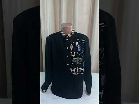 Вышиванка для мальчика Золотые ласточки, рубашка вышитая для подростка черная, рубашка с вышивкой черная детская - фото 1 - id-p2905888891