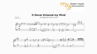 Oliver Jones - It Never Entered my Mind (Jazz Transcription)