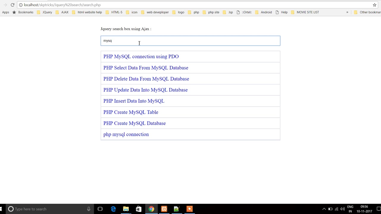 Ajax Search Box in PHP, MySQL and JQuery.
