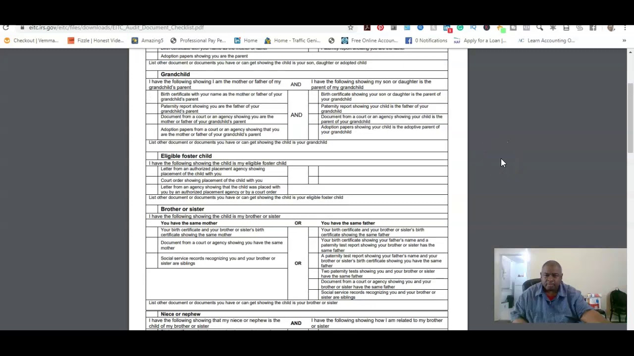 EITC AUDIT DOCUMENT CHECKLIST FORM 886-H-EIC TOOLKIT