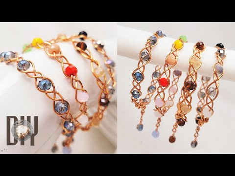 How to make a super easy bracelet | braid 3 wire | stone or crystal | DIY 952