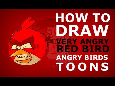 How to draw Angry Birds Toons episode 11 - Slingshot 101 - Very Angry Red Bird