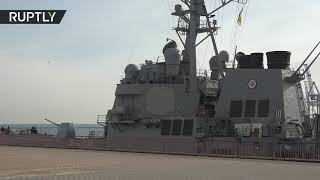 American guided missile destroyer USS Donald Cook docks in Odessa, Ukraine