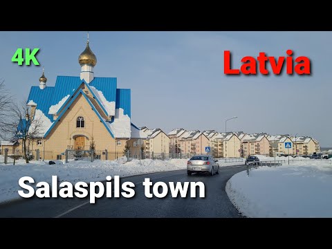 Latvia 4K. Driving in Salaspils town. European city. Latvija. Braukšāna Salaspīlī.