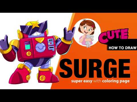 How to draw Surge | Brawl Stars | Super easy drawing tutorial with a coloring page