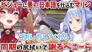 ビジューに悪い日本語を仕込むマリンに同期として謝るぺこーら【ホロライブ歌うま大賞/ホロライブ切り抜き/兎田ぺこら/宝鐘マリン/博衣こより/IRyS/古石ビジュー】