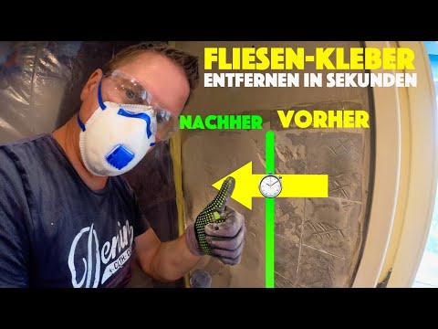 Fliesenkleber entfernen von Rigips Wand in Sekunden mit Winkelschleifer / Flex + Diamant -deutsch