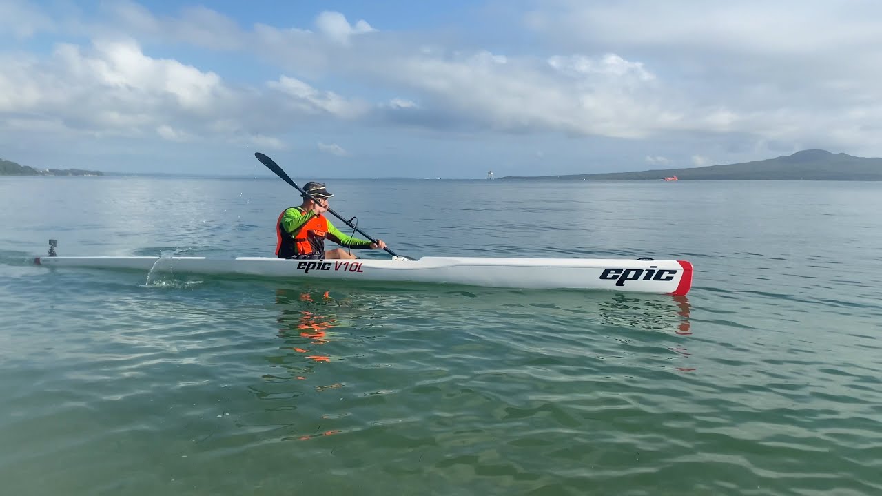 Beginner paddling the Epic V10L surfski for the first time!