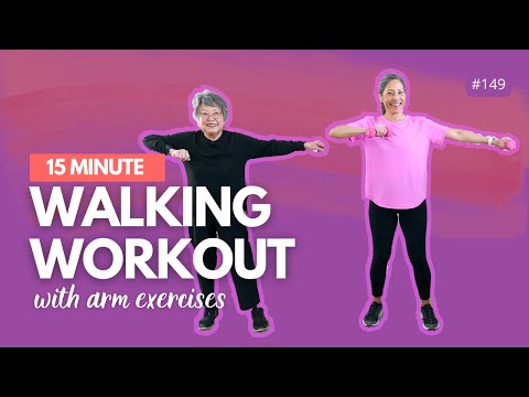 15 minute Walking Workout with arms | Walking for beginners, seniors