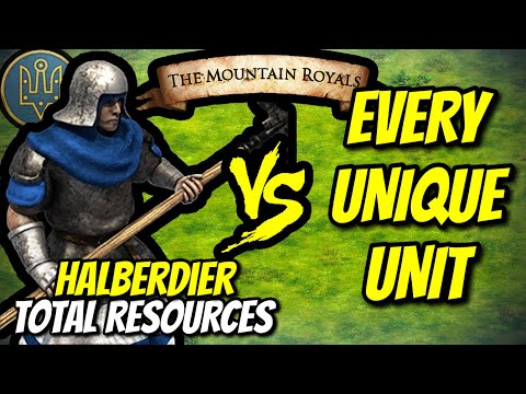 HALBERDIER (Slavs) vs EVERY UNIQUE UNIT (Total Resources) | AoE II: DE