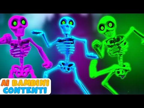 5 Scheletri Che Ballano | 5 skeletons dancing song in Italian | Filastrocche | ABC Italiano