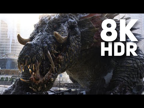 Lizzie/Giant Crocodile Emerges | Rampage (2018) [8K HDR Upscale]