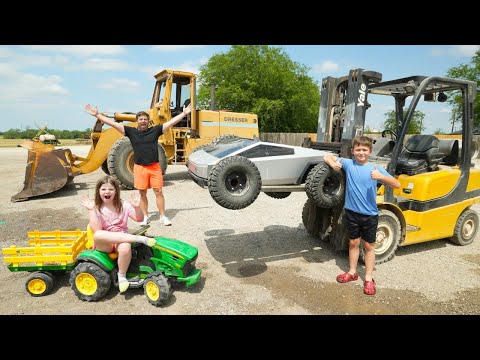 Playing with New Trucks and Tractors in the Mud Compilation | Tractors for kids