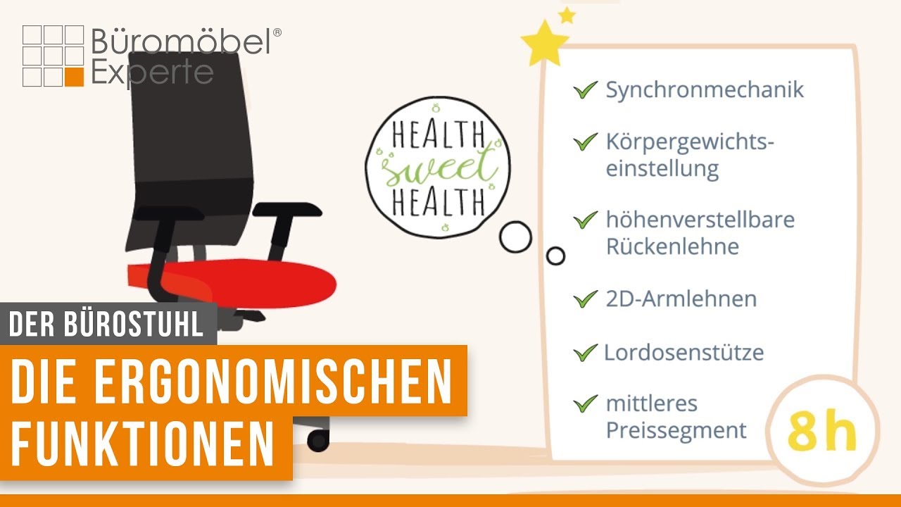 Video abspielen: fortgeschrittene Funktionen eines Bürostuhls Erklärvideo: fortgeschrittene Funktionen eines Bürostuhls