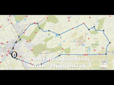 45 Km Fahrradtour von Aurich nach Müggenkrug Landkreis Wittmund Fahrrad Rundtour durch Ostfriesland