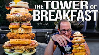 The tower of breakfast (epic game of food jenga) 4k