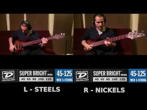 DUNLOP SUPER BRIGHT Bass strings Nickel or Steel ? / Comparison video