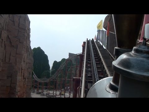 Chinese Mine Train Roller Coaster POV with Severed Head and Santa Claus