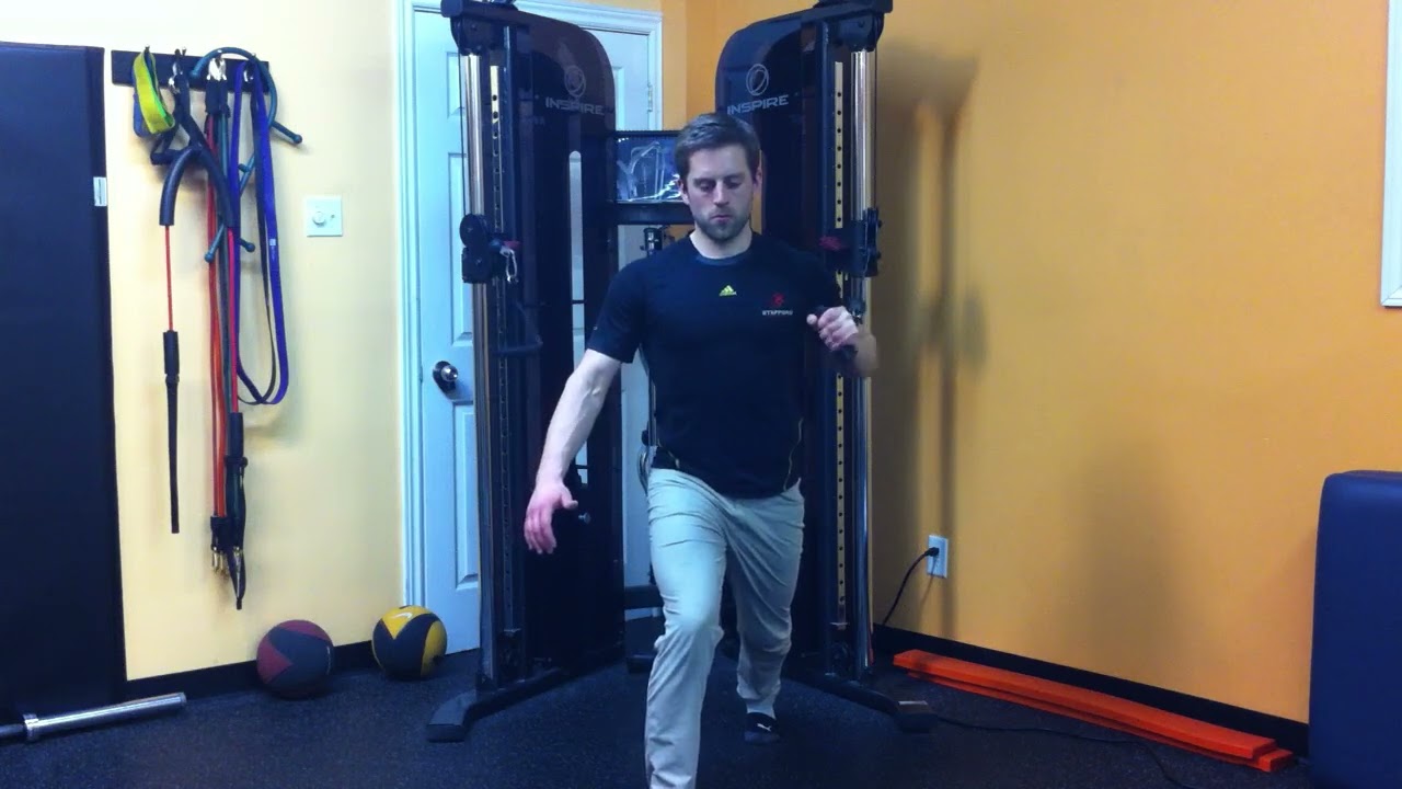 6. Split Stance One Arm Cable Chest Press (Front View)