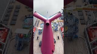 Drone view of the Exhaust whale fin on Carnival Paradise Port Tampa Nov 2, 2025