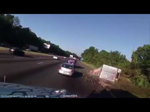 The truck horrible roads over the highway