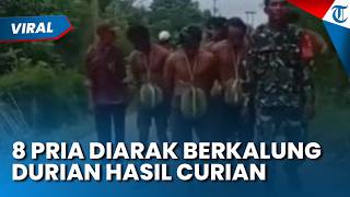 Maling Durian Diarak Keliling Desa sambil Membawa Hasil Curian sebelum Diserahkan ke Polisi