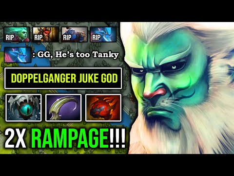 BRUTAL 2X RAMPAGE PHANTOM LANCER Crazy Doppelganger Juke with Ultra Tank 1v5 Boss Build DotA 2