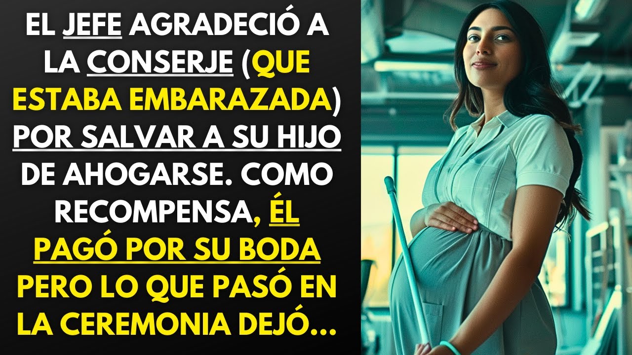 EL JEFE AGRADECIÓ A LA CONSERJE EMBARAZADA POR SALVAR A SU HIJO, COMO RECOMPENSA ÉL PAGÓ SU BODA Y..