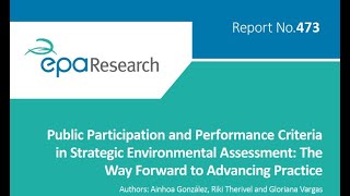 Research 472: Public Participation and Performance Criteria in Strategic Environmental Assessment