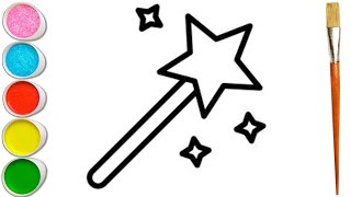 How to Draw & Color a Magic Wand ✨ | Easy Drawing for Kids