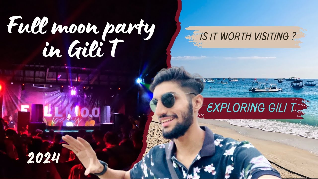 A tourist immerses themselves in the vibrant Full Moon Beach Party at Gili Trawangan.