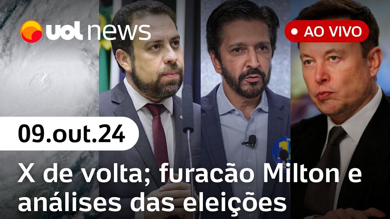 Eleições em SP; X volta ao ar no Brasil; Múcio x Itamaraty; furacão Milton na Flórida | UOL News
