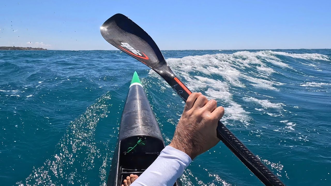 Surfski downwind with 15kn mistral - Anzio (Italy) - NK Nitro 640 CarbonX testing Epic Twist paddle
