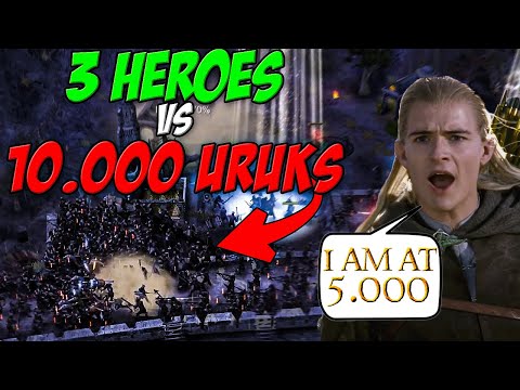3 Heroes VS 10.000 Uruk-Hai! | Co-Op Helm‘s Deep Crazy Custom Map | BFME1 Gameplay