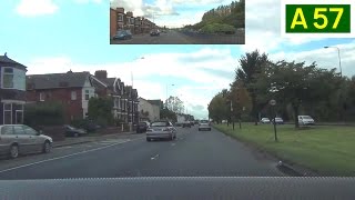preview picture of video 'A57 Hyde Road, East Manchester - Westbound Front View with Rearview Mirror (Part 1)'