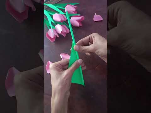 How to make tulip flower easy tulip flower, paper craft#viralshorts #shotrsvideo