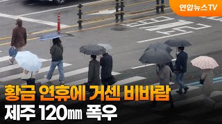 황금 연휴에 거센 비바람…제주 120㎜ 폭우 / 연합뉴스TV (YonhapnewsTV)