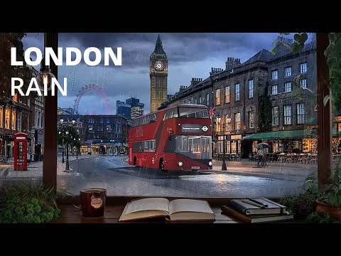 London Coffee Shop Ambience 🌧️ Rain & Thunderstorm Sounds for Studying, Relaxation, and Focus