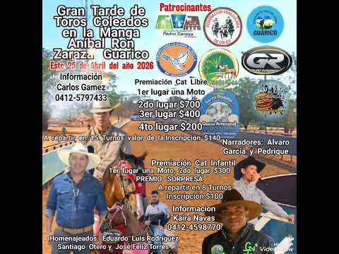 Hoy Zaraceño asiste a la Manga de Coleo Aníbal Ron En Zaraza Guarico y disfruta en Familia.