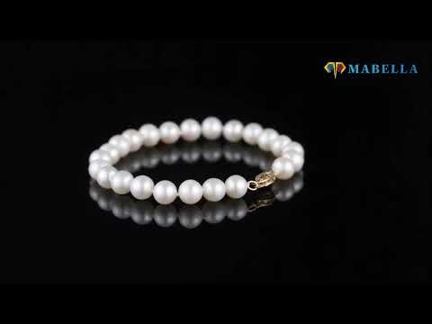 14K Solid Yellow Gold AAA 7.5 mm Freshwater Red Cranberry Pearl Bracelet 7.5/"